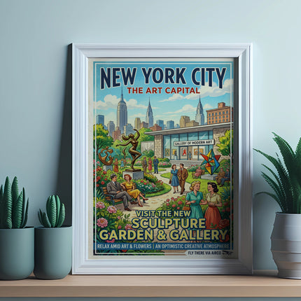 New York City Art Capital poster with sculpture garden and gallery.