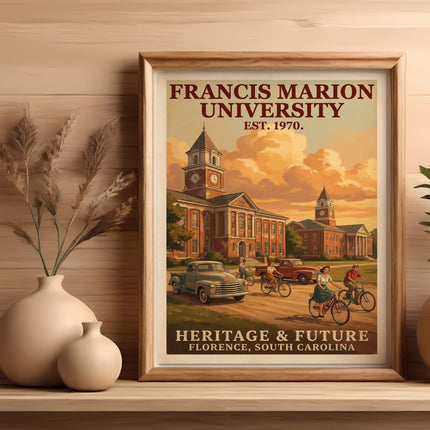 Francis Marion University Est. 1970 Heritage & Future poster, Florence, South Carolina.