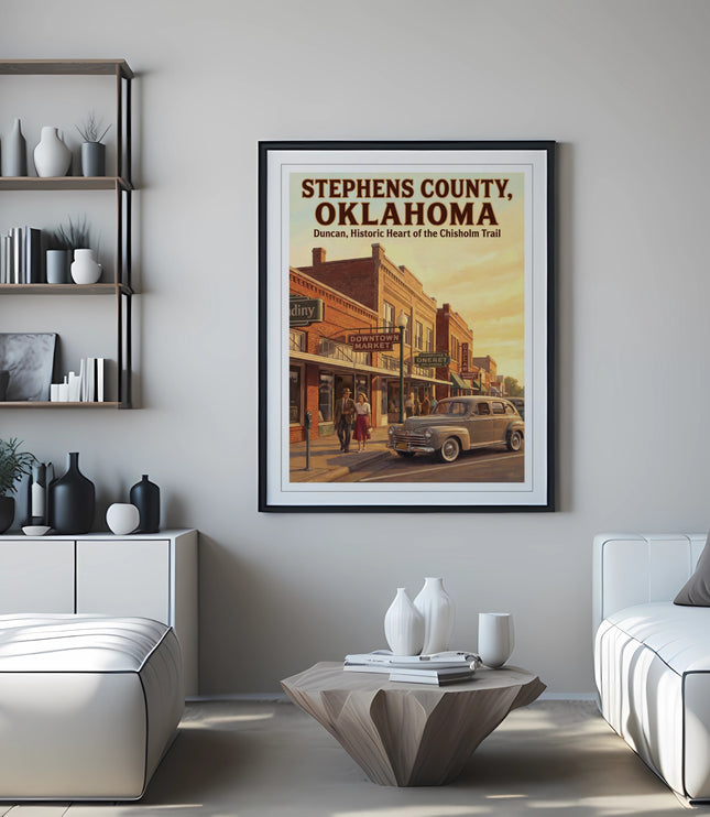 Poster of Stephens County, Oklahoma, Duncan, Historic Heart of the Chisholm Trail.
