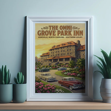 The Omni Grove Park Inn Asheville, North Carolina Southern Luxury poster artwork.