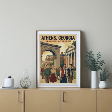 Athens, Georgia, University of Georgia academic arch with students.