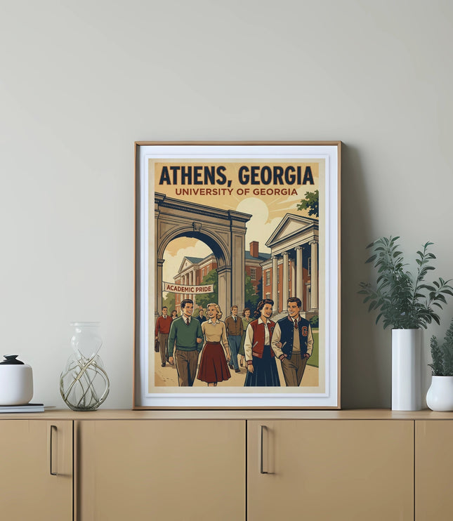 Athens, Georgia, University of Georgia academic arch with students.