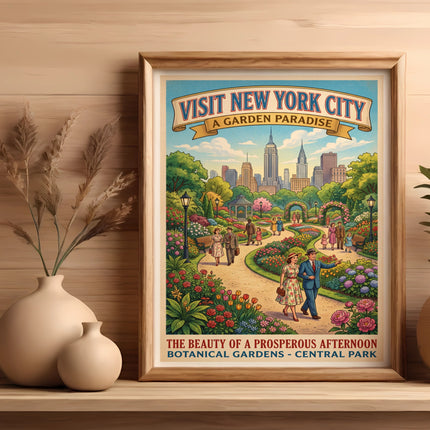 Vintage poster for New York City's Botanical Gardens in Central Park.