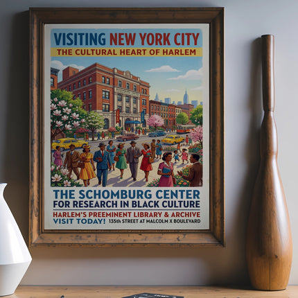 Vintage poster for the Schomburg Center in Harlem, NYC.