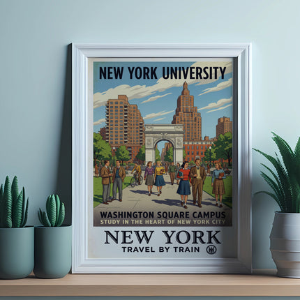 New York University poster featuring Washington Square Campus and Arch.