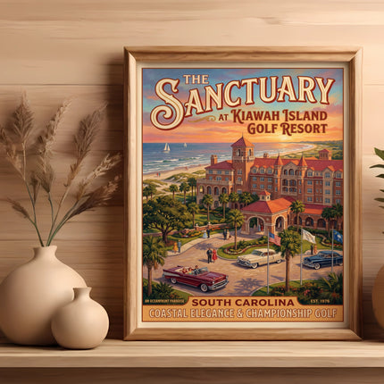 Vintage poster of The Sanctuary at Kiawah Island Golf Resort, South Carolina.