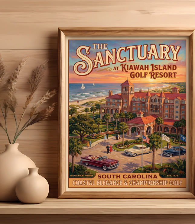 Vintage poster of The Sanctuary at Kiawah Island Golf Resort, South Carolina.
