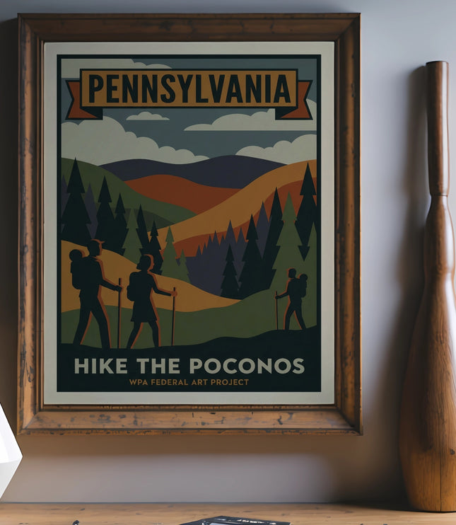 Pennsylvania WPA Federal Art Project poster: Hike the Poconos.