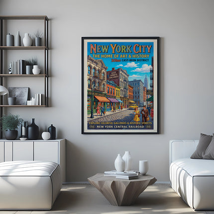 New York City Soho Cast-Iron District vintage travel poster.
