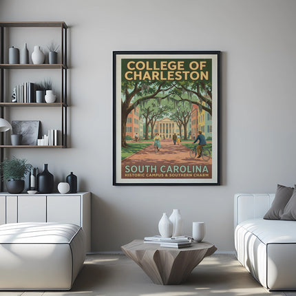 College of Charleston South Carolina historic campus southern charm poster.
