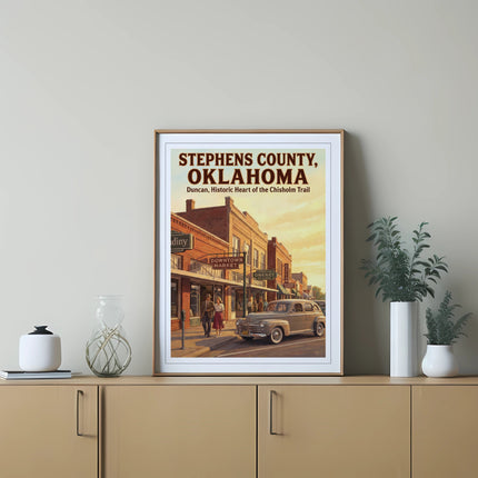 Stephens County, Oklahoma, Duncan Historic Heart of the Chisholm Trail poster.