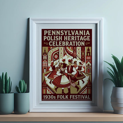 Pennsylvania Polish Heritage Celebration 1930s Folk Festival framed artwork.