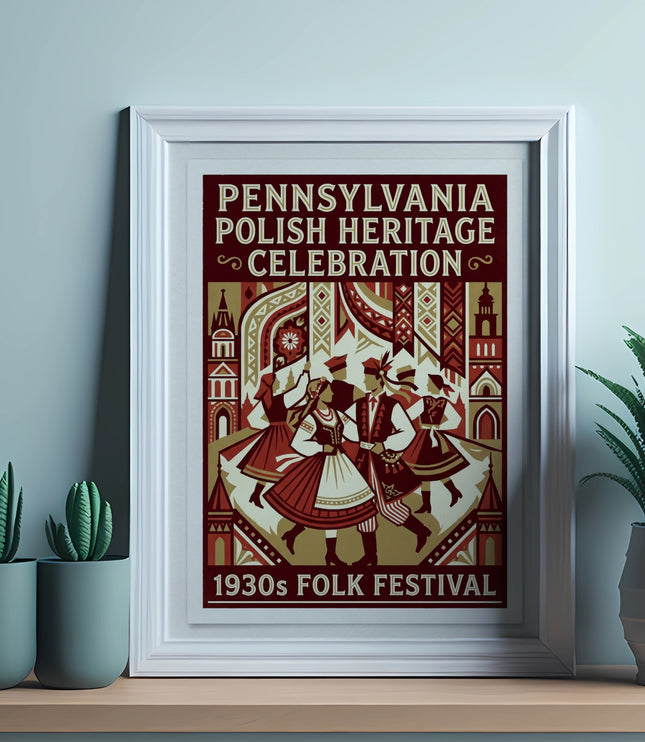 Pennsylvania Polish Heritage Celebration 1930s Folk Festival framed artwork.