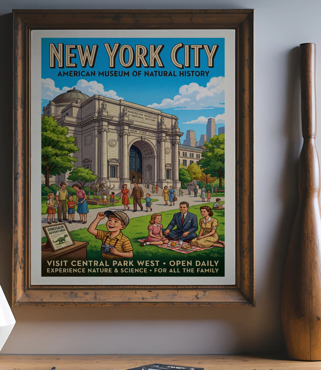 New York City American Museum of Natural History vintage travel poster.