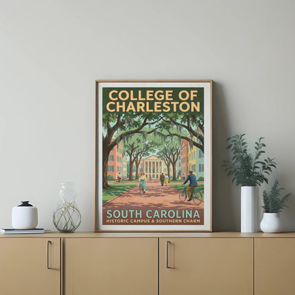 College of Charleston South Carolina historic campus southern charm poster.
