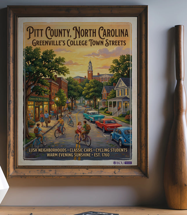 Pitt County, North Carolina: Greenville's College Town Streets artwork.