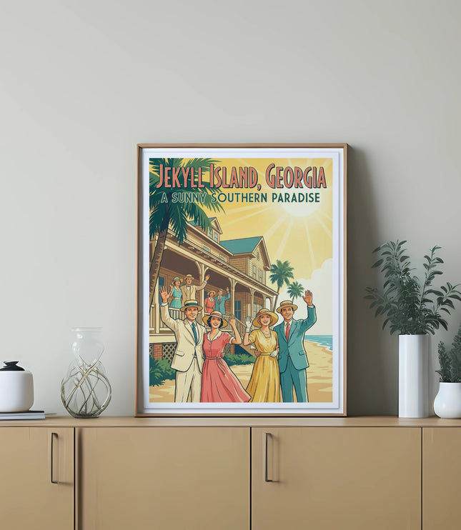 Jekyll Island, Georgia: A Sunny Southern Paradise vintage travel poster.