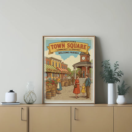 Town Square, Pennsylvania, welcome friends, fresh produce, harvest sign.