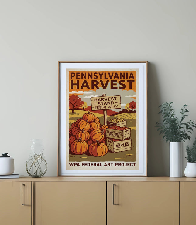Pennsylvania Harvest WPA Federal Art Project poster with apples.