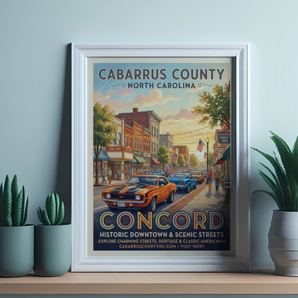 Cabarrus County North Carolina Concord historical downtown scenic streets poster.