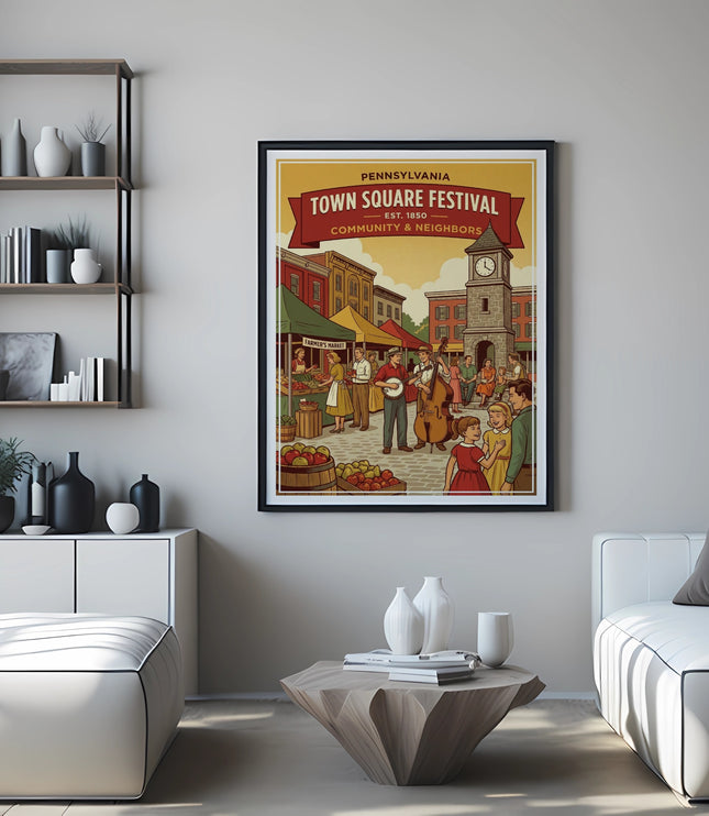 Pennsylvania Town Square Festival community and neighbors poster art.