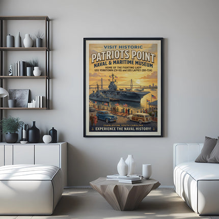 Vintage poster for Patriots Point Naval & Maritime Museum in Charleston, South Carolina.