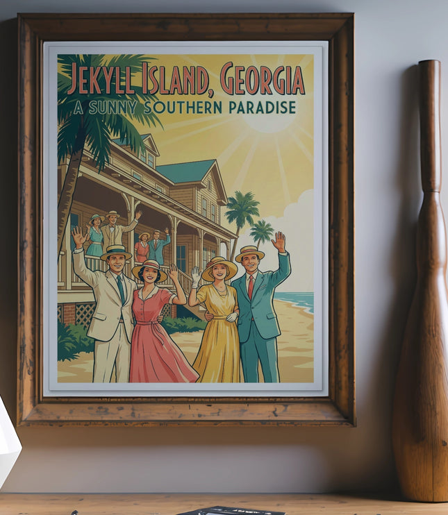 Jekyll Island, Georgia A Sunny Southern Paradise vintage travel poster.