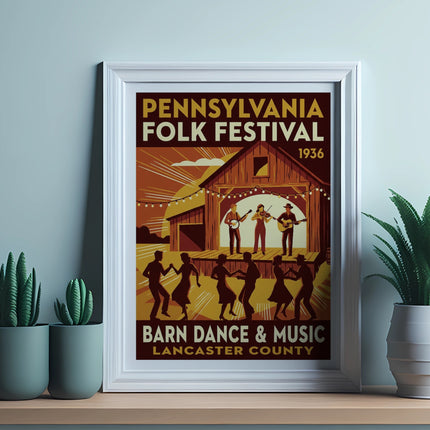 Pennsylvania Folk Festival Barn Dance & Music Lancaster County 1936 poster.