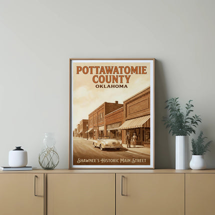 Poster of Shawnee's Historic Main Street, Pottawatomie County, Oklahoma.
