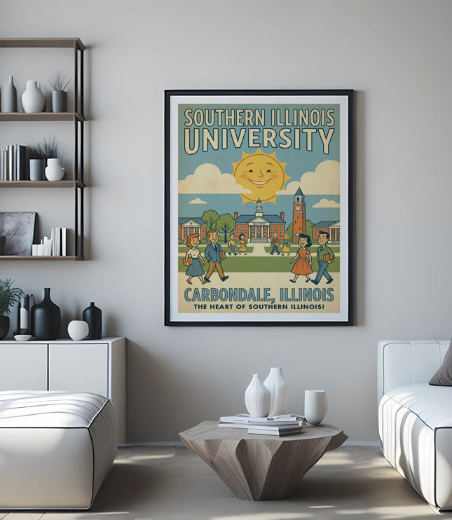 Vintage poster for Southern Illinois University, Carbondale, Illinois.