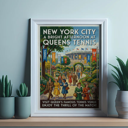 New York City Queens Tennis poster at Queens International Tennis Club.