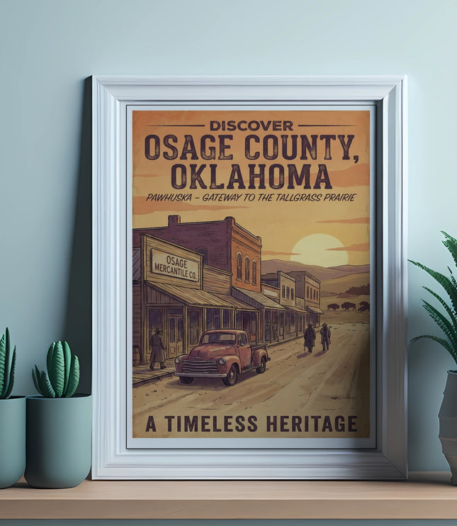 Poster for Osage County, Oklahoma with "A Timeless Heritage" text.