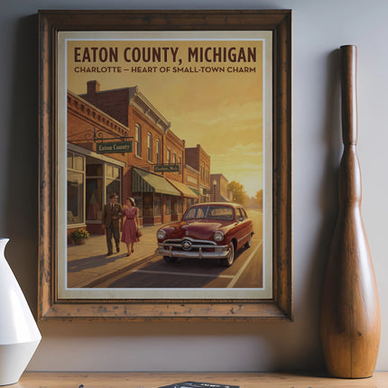 Framed print of Eaton County, Michigan, Charlotte – Heart of Small-Town Charm.