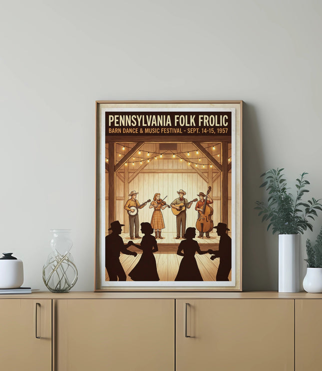 Pennsylvania Folk Frolic Barn Dance & Music Festival poster.