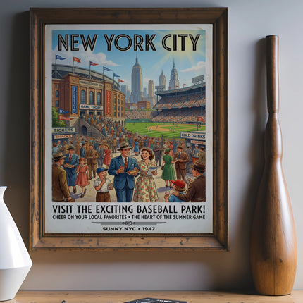 Vintage New York City baseball park poster advertising "The Exciting Baseball Park!"