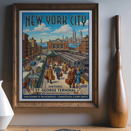 New York City St. George Terminal vintage transportation poster.