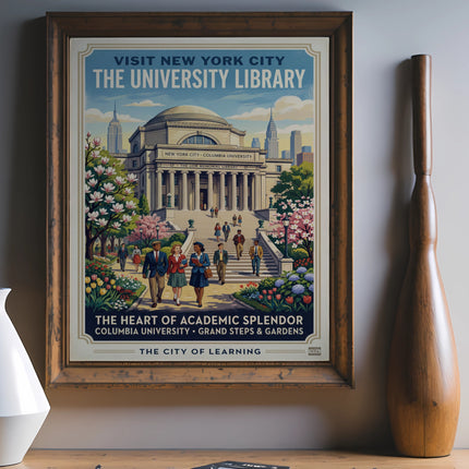 Vintage University Library poster for Columbia University, New York City.