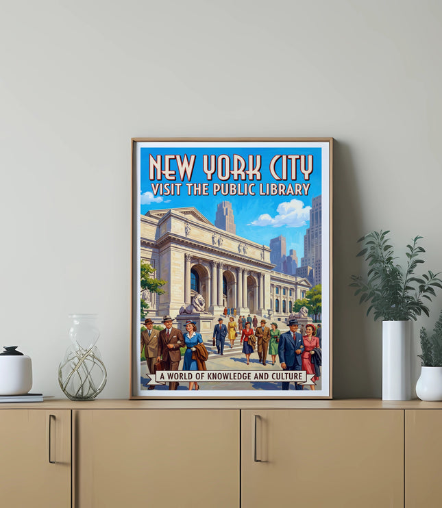 New York City Visit the Public Library: A World of Knowledge and Culture poster.