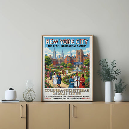 New York City: The Teaching Hospital Campus, a vintage-style poster.