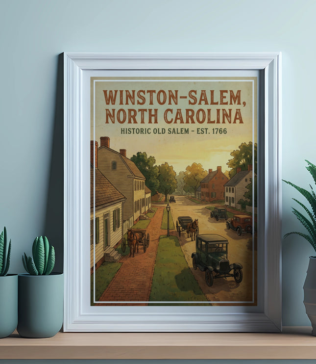 Winston-Salem, North Carolina Historic Old Salem - Est. 1766 artwork.
