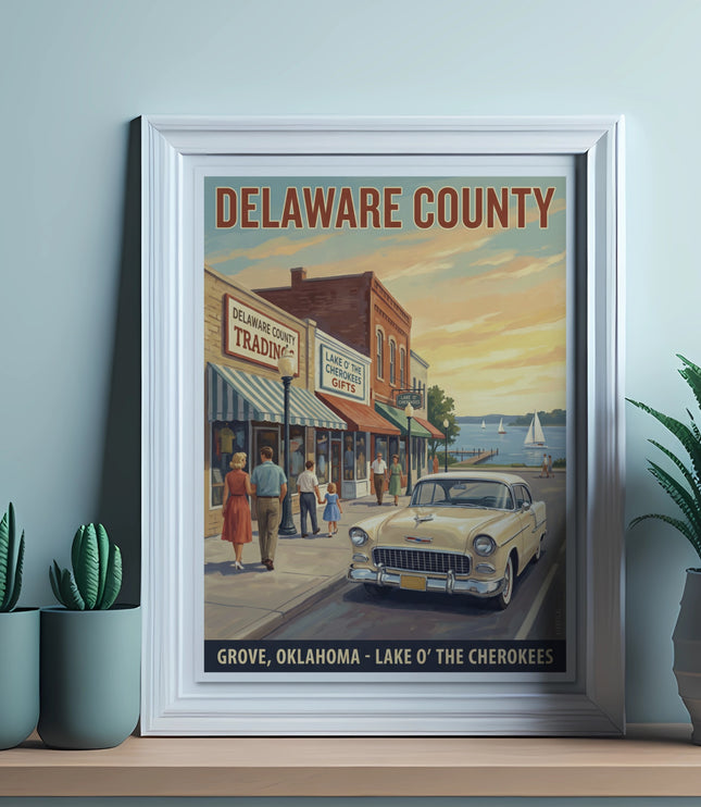 Vintage poster: Delaware County, Grove, Oklahoma, Lake O' The Cherokees.