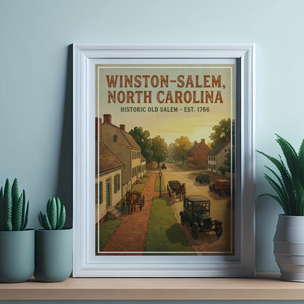 Winston-Salem, North Carolina Historic Old Salem est. 1766 poster by the sea
