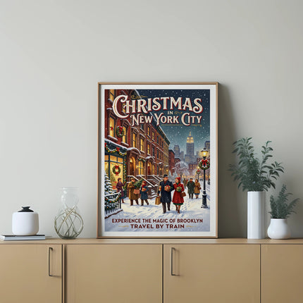 Poster for "Christmas in New York City" with a couple walking in snow.