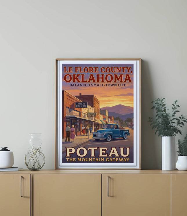 Le Flore County, Oklahoma poster with Poteau text at bottom.