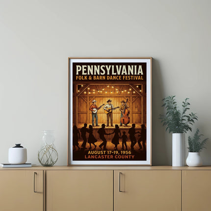 Pennsylvania Folk and Barn Dance Festival poster, August 17-19, 1956.