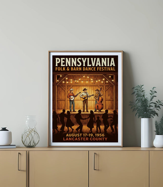Pennsylvania Folk and Barn Dance Festival poster, August 17-19, 1956.