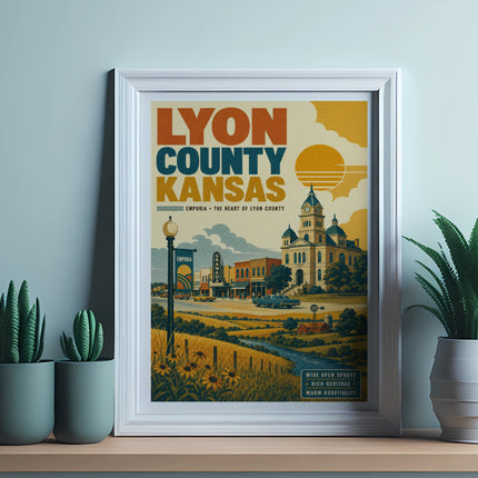 Poster for Lyon County, Kansas, featuring Emporia's Granada Theater.