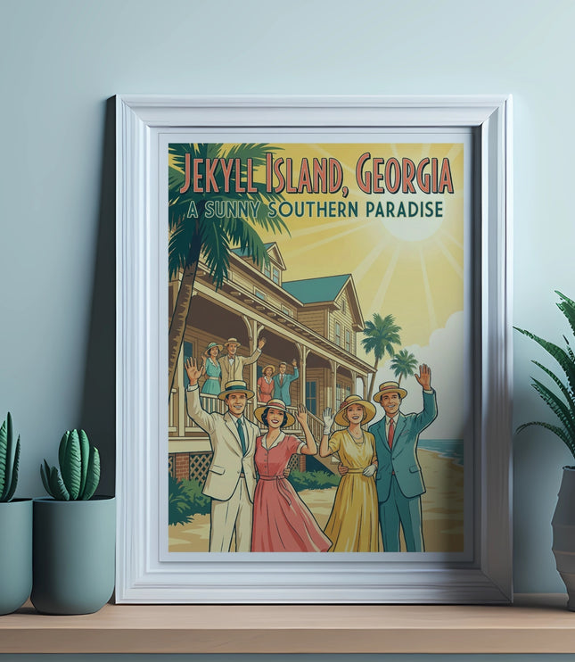 Jekyll Island, Georgia: A Sunny Southern Paradise vintage travel poster.