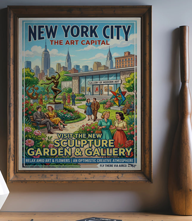 New York City Art Capital poster featuring the Gallery of Modern Art and sculpture garden.