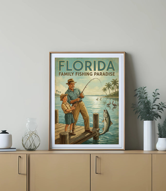 Florida Family Fishing Paradise with father and son catching a fish.